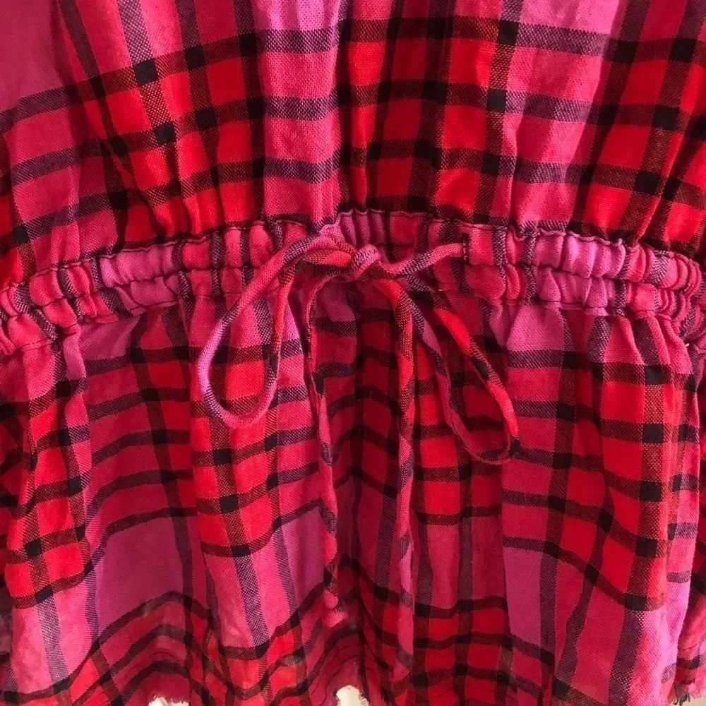 Free People plaid red combo button down shirt - Picture 7 of 11
